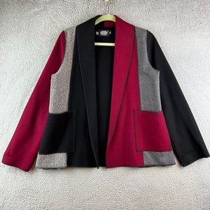VINTAGE Cameleon Open Blazer Wool Blend Patchwork Multicolor XS